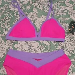 Chic Pink and Purple Bikini Set